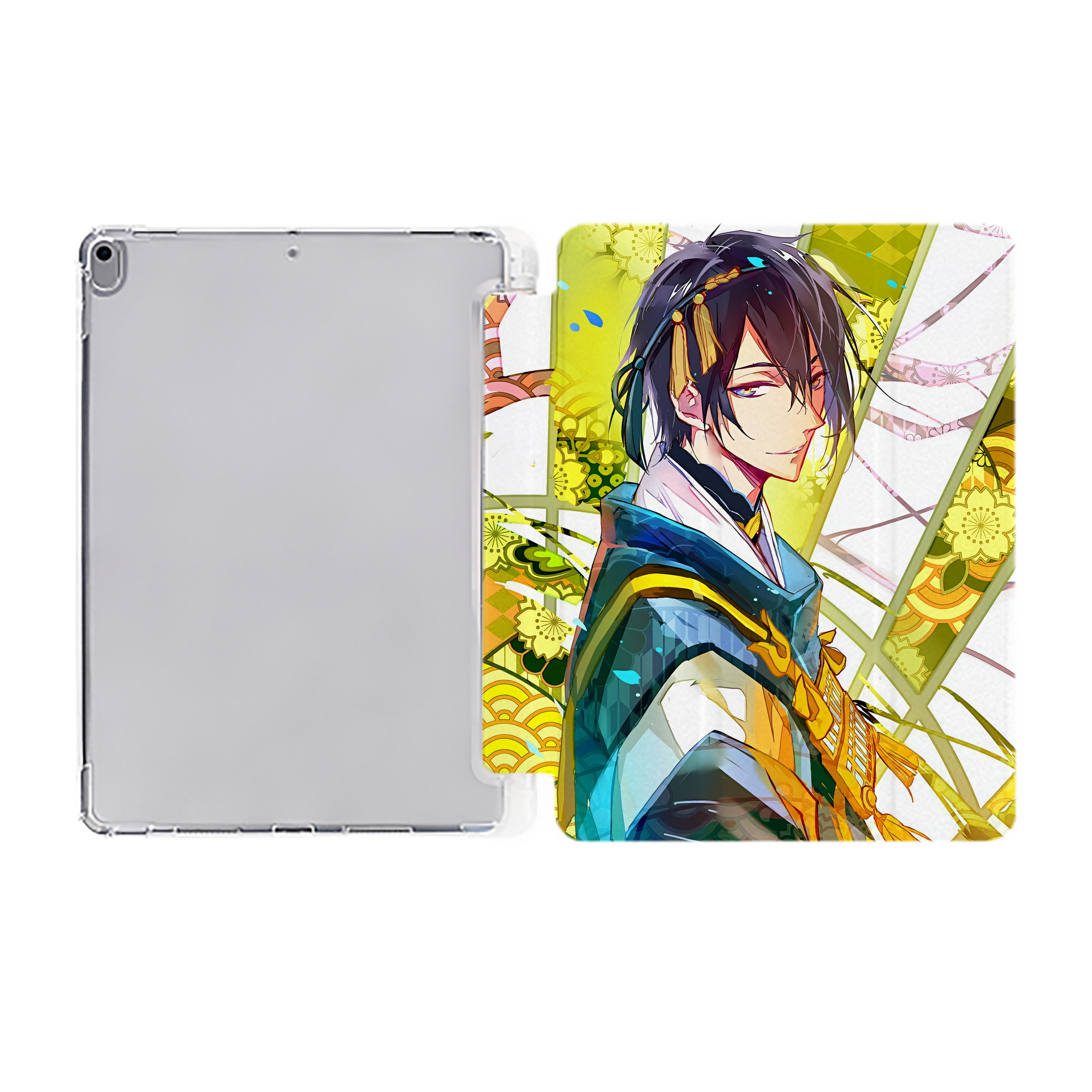 （画像用） 刀剣乱舞 Touken Ranbu IPad ケース ペン収納付き 三つ折りスタンド PUレザー×シリコン 対応機種9.5/10.5/10.9インチ